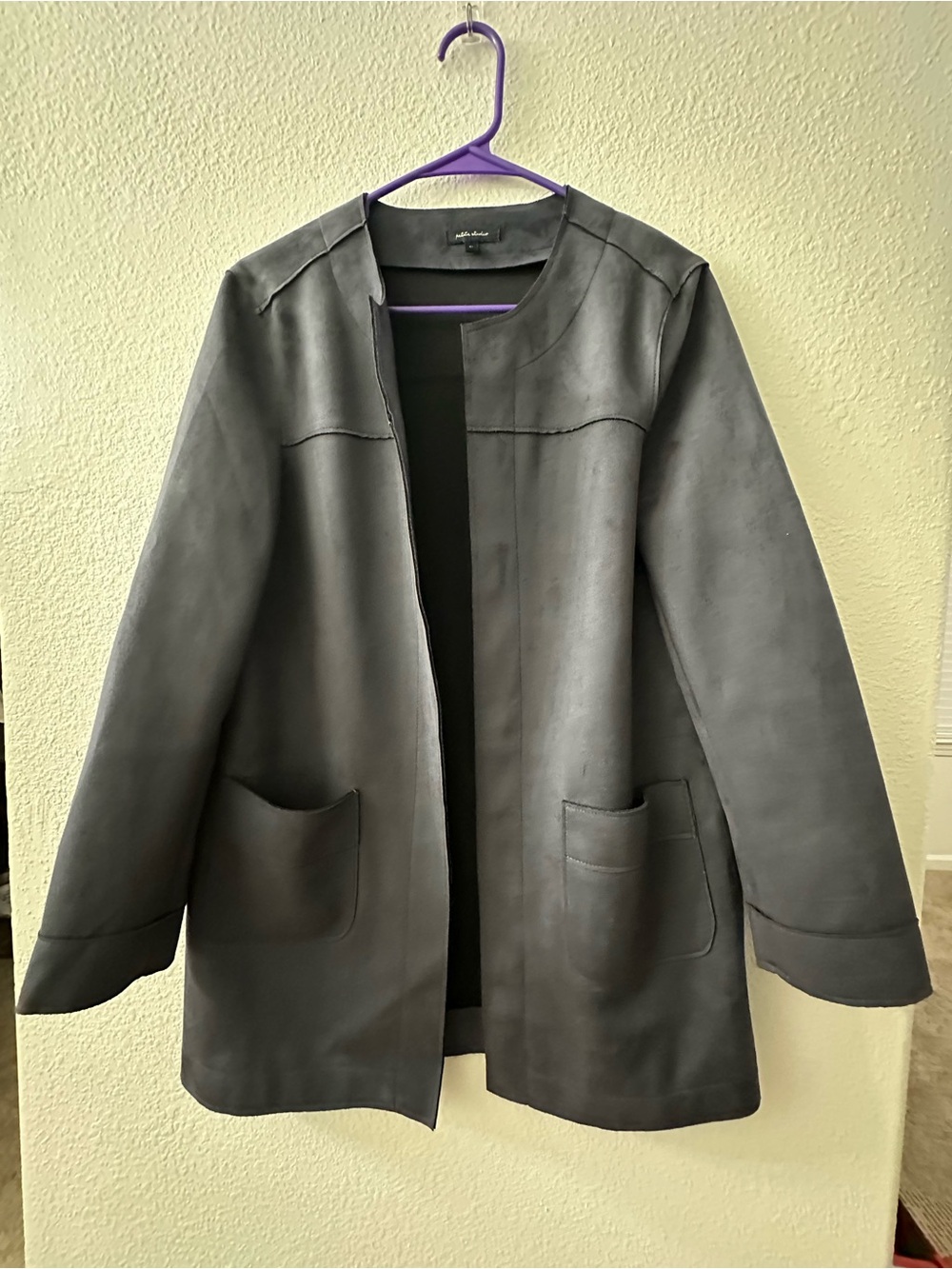 Petite Studio Charcoal Open-Front Trench Coat